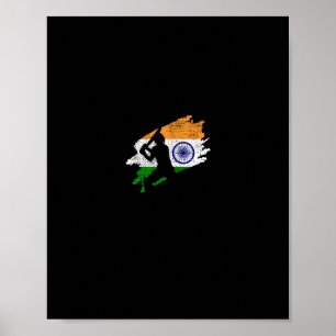 Cricket India Vlag T-Shirt Vintage Cadeau Poster