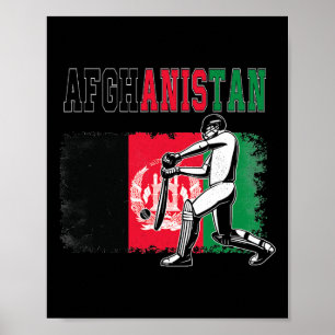 Cricket met vlag van Afghanistan team cricketer fa Poster