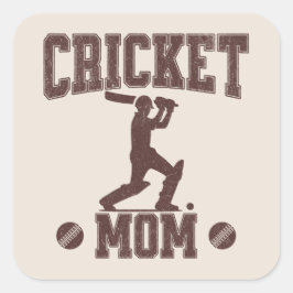 Cricket Mom Sportliefhebber Cricket Lover Moeder Vierkante Sticker