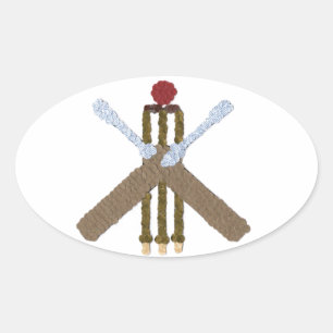 Cricket Oval Sticker/Label Ovale Sticker