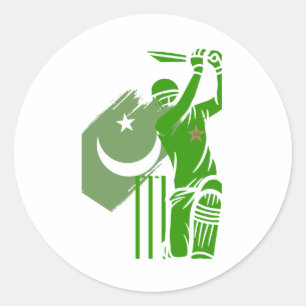 Cricket Pakistan bloedt groen Ronde Sticker