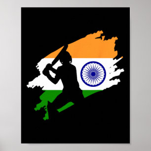 Cricket Patriottisch India Sportshirt Cadeau Vrouw Poster