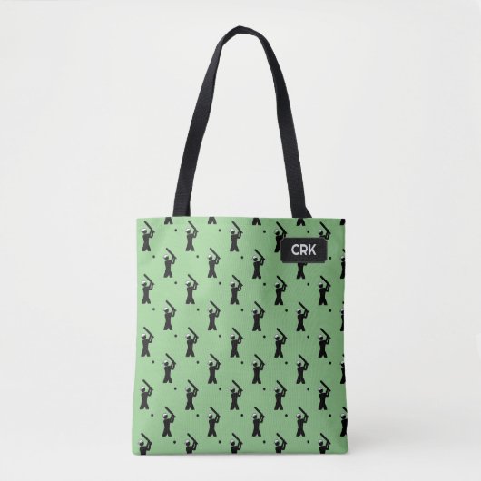 Cricket Pattern - Player Batting - uw initialen Draagtas (Voorkant)