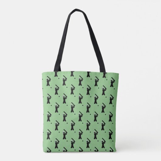 Cricket Pattern - Player Batting - uw initialen Draagtas (Achterkant)