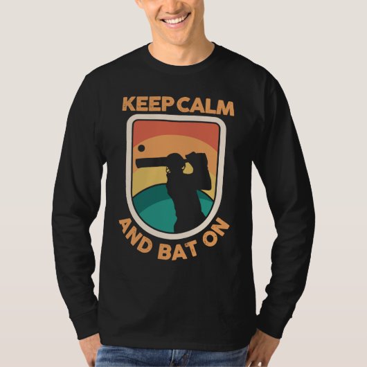 Cricket Player Cricketer Athlete Keep Calm And Bat T-shirt (Voorkant)