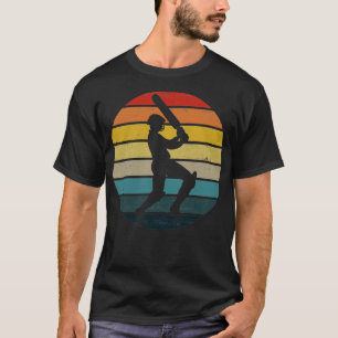 Cricket Player Silhouette op een gedempte retrospe T-shirt