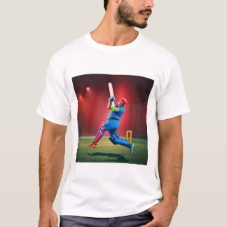 Cricket Player Water Color Stylish T Shirt Design