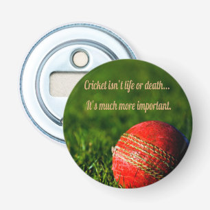 Cricket Red Ball Funny Motivatie Button Flesopener