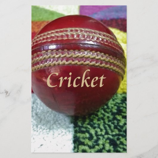 Cricket: Red Hard Ball Art Print Briefpapier (Voorkant)
