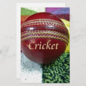 Cricket: Red Hard Ball Art Print Briefpapier (Voorkant / Achterkant)