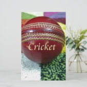 Cricket: Red Hard Ball Art Print Briefpapier (Staand voorkant)