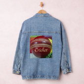 Cricket: Red Hard Ball Art Print Denim Jacket (Hangar)