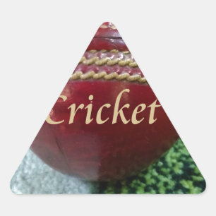 Cricket: Red Hard Ball Art Print Driehoek Sticker