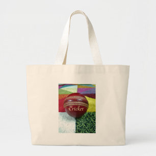Cricket: Red Hard Ball Art Print Grote Tote Bag