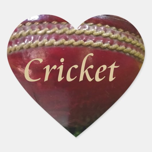 Cricket: Red Hard Ball Art Print Hart Sticker (Voorkant)