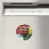 Cricket: Red Hard Ball Art Print Magneet (Insitu (Vaatwasser))