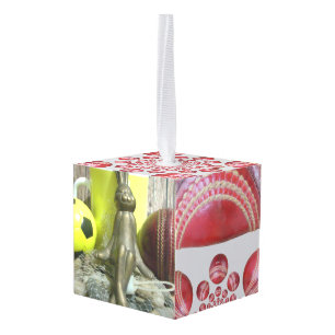 Cricket: Red Hard Ball Art Print Ornament