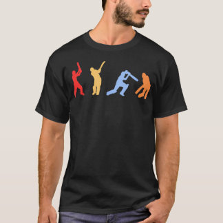 Cricket Retro Vintage Colours Cricket Players T-shirt