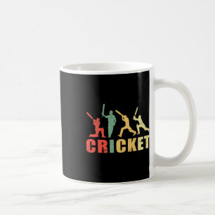 Cricket Retro Vintage Kleuren Cricket Spelers Koffiemok