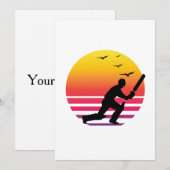 Cricket retro zonsondergang, #Cricket Kaart (Voorkant / Achterkant)