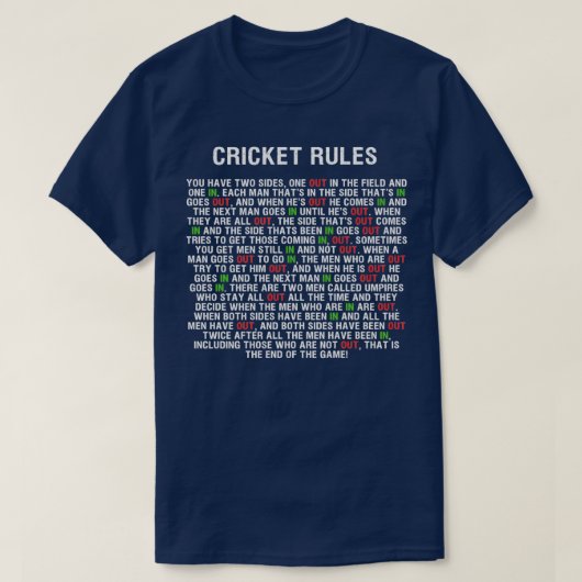 Cricket Rules 1 T-shirt (Design voorkant)