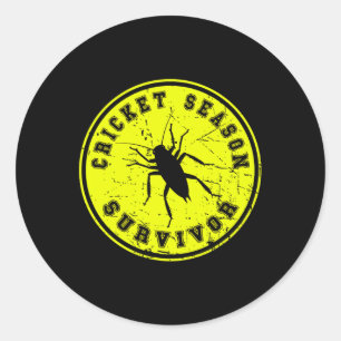 Cricket Seizoen Overlevende Zwarte Veld Cricket In Ronde Sticker