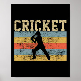 Cricket Speler Coach Sport Retro Vintage Cadeau Poster