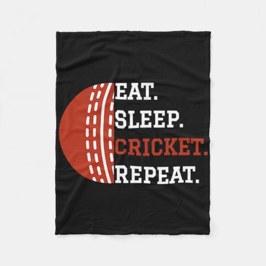 Cricket Speler Kleding Eten Slapen Cricket Herhale Fleece Deken (Voorkant)