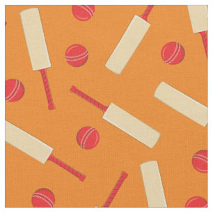 Cricket Sports Bats and Balls Boys Decor Oranje Stof