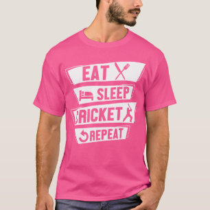 Cricket sportspeler Eet Slaap Cricket Herhaal T-shirt