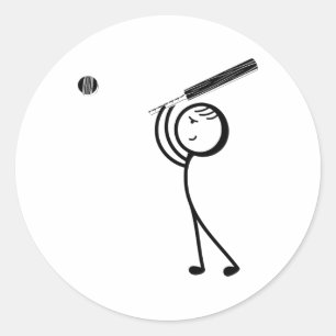 Cricket Stokfiguur Grappige Cricket Speler Ronde Sticker