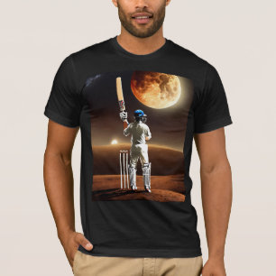 Cricket sur la Lune - T-shirt d'art sportif unique