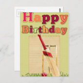 Cricket verjaardagskaart briefkaart (Voorkant / Achterkant)