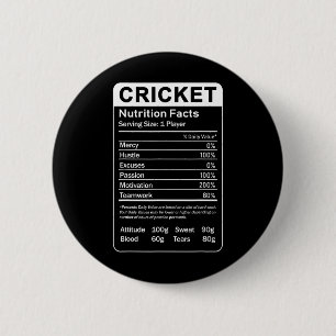 Cricket Voedingsfeiten Sarcastische Speler  Ronde Button 5,7 Cm