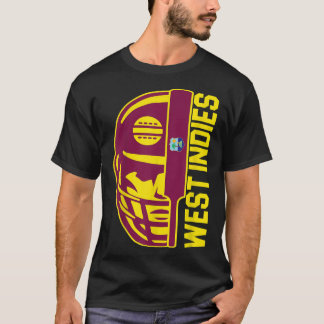 Cricket West Indies Fan Helmet Ball and Bat Design T-shirt