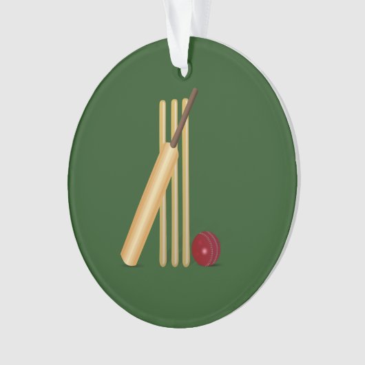 Cricket - Wicket, bat en bal Ornament (voorkant)