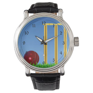 Cricket, wicket, bat en ball horloge