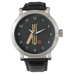 Cricket, wicket, bat en ball horloge
