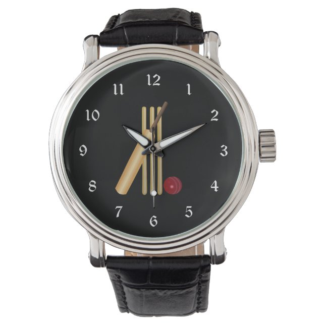 Cricket, wicket, bat en ball horloge (Voorkant)
