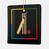 Cricket, wicket, bat en ball, keramisch ornament (Links)