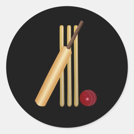 Cricket - Wicket, bat en ball Ronde Sticker (Voorkant)