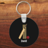 Cricket - Wicket, bat en ball sjabloon Sleutelhanger (Voorkant)