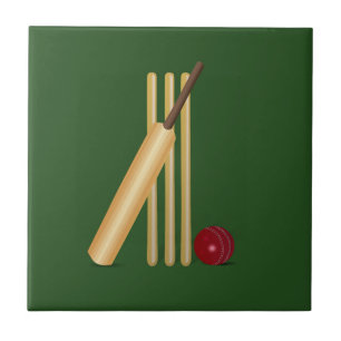 Cricket - Wicket, bat en ball Tegeltje