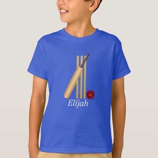 Cricket - Wicket, Bat en Sjabloon T-shirt (Voorkant)