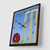 Cricket, wicket en ball vierkante klok (Hoek)