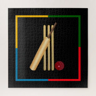 Cricket, wicket, slaghout en bal, legpuzzel