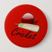 Cricketbat en bal, gelabeld, ronde button 4,0 cm (Voorkant)