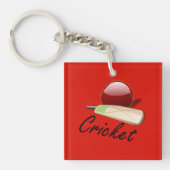 Cricketbat en bal, gelabeld, sleutelhanger (Voorkant)