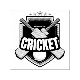 Cricketbats met bal en geschreven tekst zelfinktende stempel