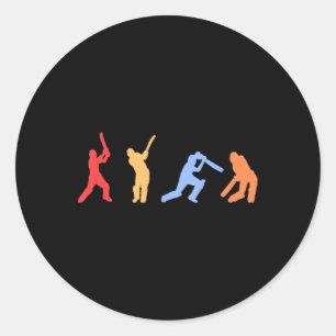 Cricketcadeaus - Retro Vintage Kleuren Cricketspel Ronde Sticker